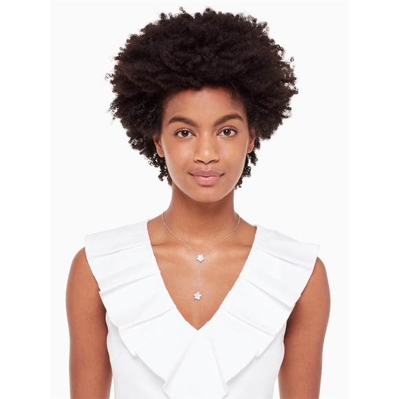 KATE SPADE • Blooming Crystal Flower Lariat Necklace - Picture 2 of 5